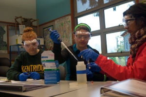 Students testing water